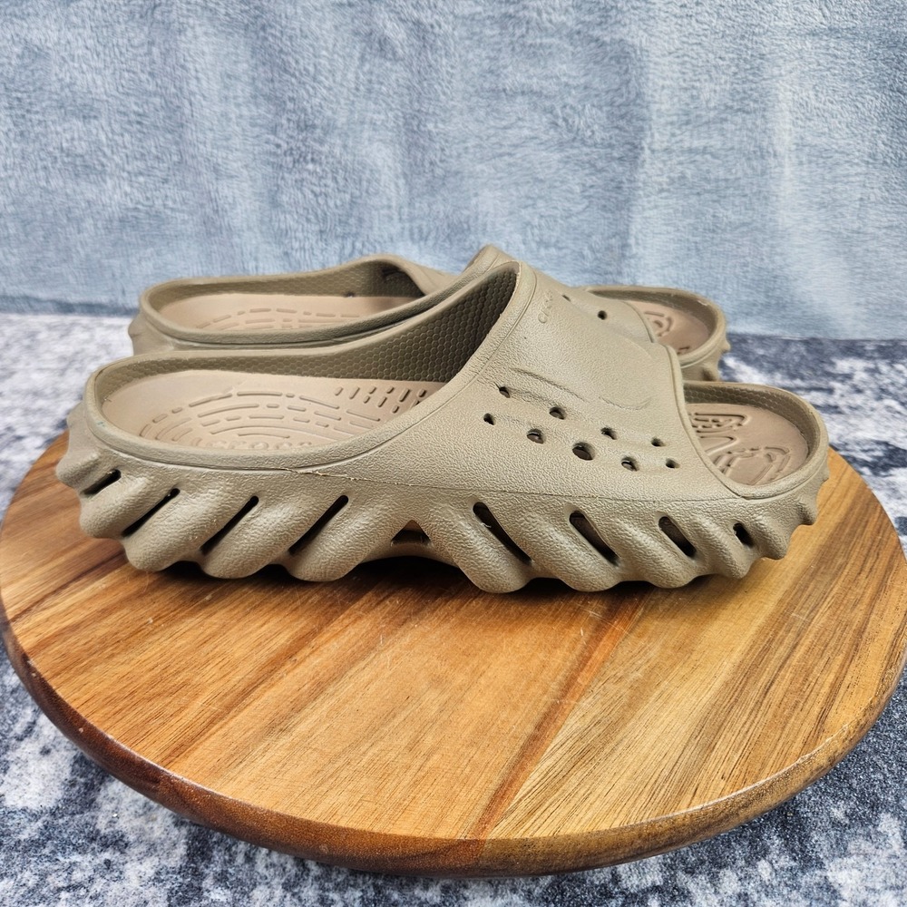 Crocs Echo Slides Womens Size 7 Tan Brown Slip On Tan Outdoor Sandals Shoes